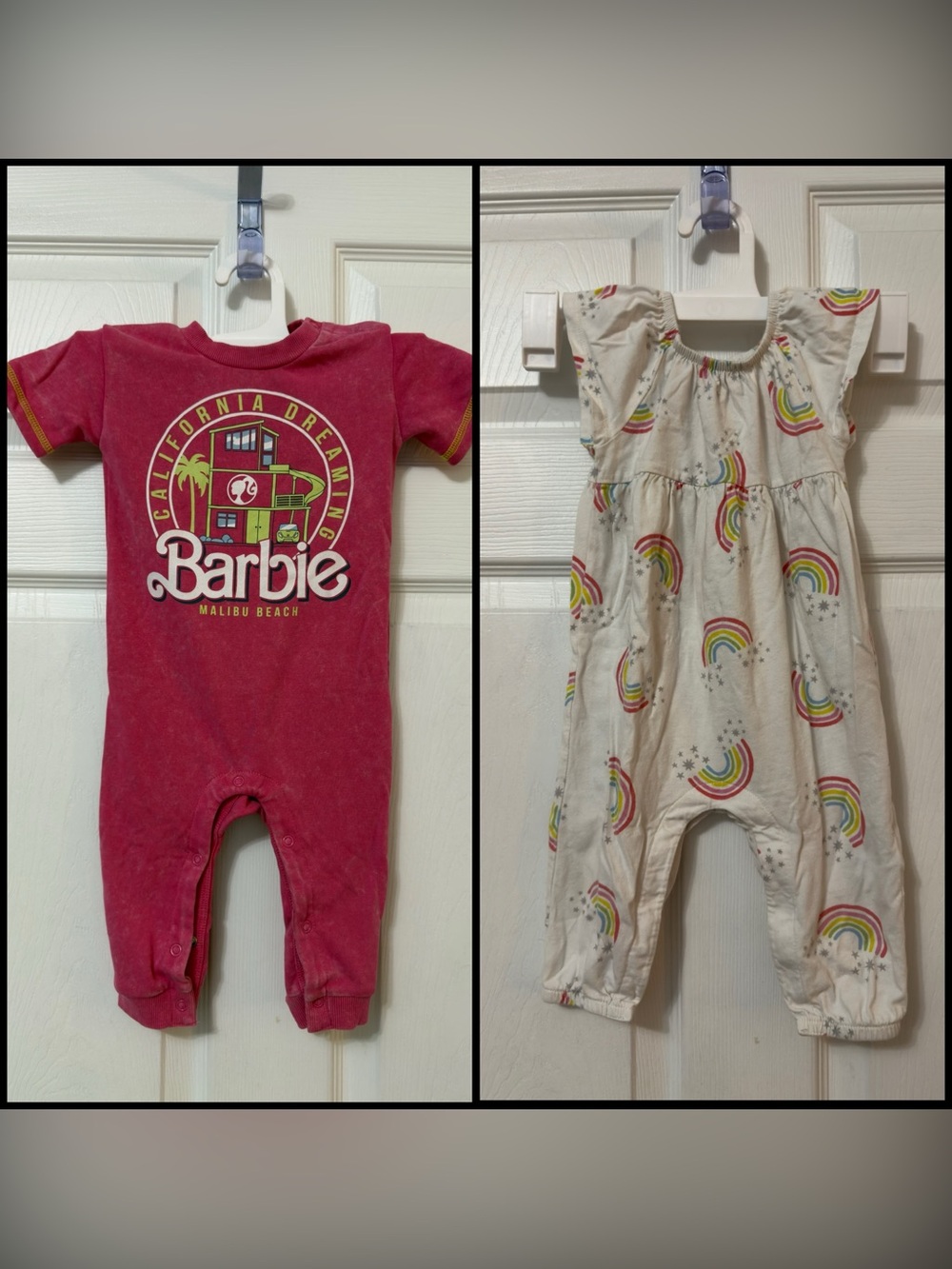 Barbie Pink and Cream Rainbow Infant Romper Set